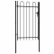 vidaXL Poartă de gard cu o ușă, v&acirc;rf arcuit, negru, 1 x 1,5 m, oțel