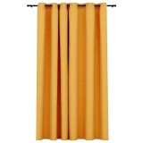 Cumpara ieftin Perdea opaca, aspect panza, cu ocheti, galben, 290x245 cm