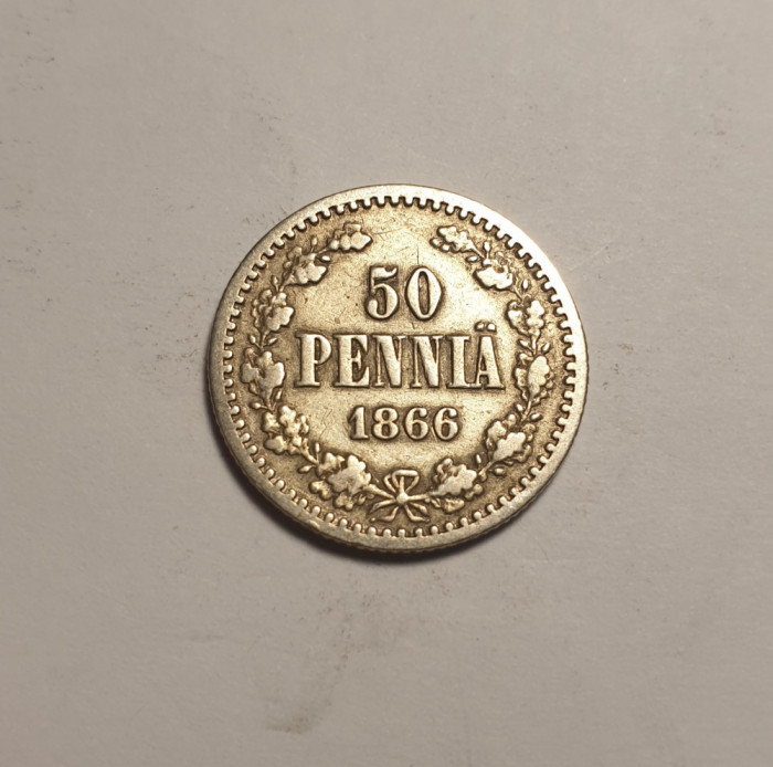 Finlanda 50 Pennia 1866 Rara