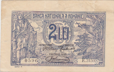 ROMANIA 2 LEI 1920 VARIANTA CULOARE ROSIE PE FATA VF foto
