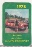bnk cld Calendar 1978 Loto Pronosport - Dacia 1300