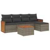 Cumpara ieftin Set mobilier gradina cu perne, 6 piese, gri, poliratan