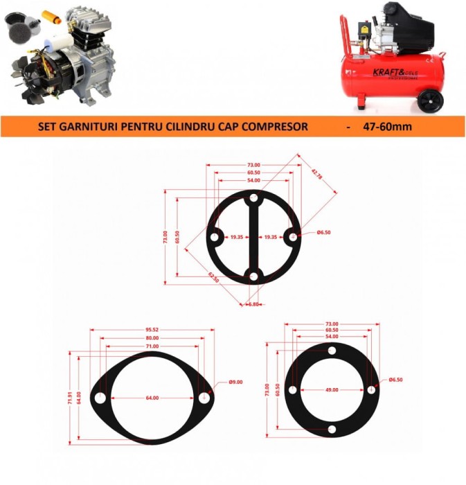 Garnituri set pentru cap compresor de aer 47-60mm CH090 Mod.13(D )