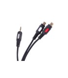 Cablu adaptor Jack tata 3.5 mm la 2x RCA mama 25cm dublu ecranat, Cabletech
