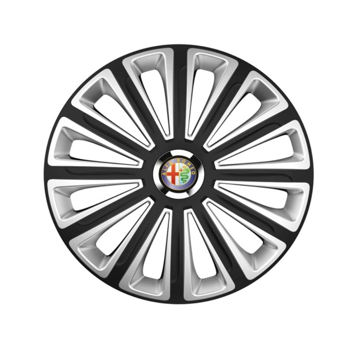 trend Set 4 capace roti Silver/black cu inel cromat Trend R14 pentru gama auto Alfa Romeo Trend Silver-Black