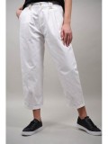 Cumpara ieftin Pantaloni Dama Carrot Irene Alb Bumbac Talie Inalta S-M/M-L (echivalent M-L/L-XL) cu Pense