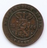 Indiile de Est Olandeze 1 Cent 1856 Willem III / Wilhelmina, Bronz, KM-307