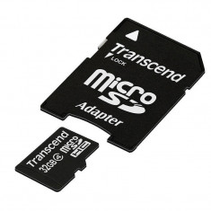 Card Transcend microSDHC 32GB Class 4 cu adaptor SD foto