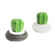 Set 2 bureti de spalat vase Family Pound, 8.5 x 8 cm, fibre otel/plastic, model cactus