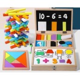 Cumpara ieftin Joc educativ, trusa de calculat, forme geometrice, tabla de scris cu creta si tabla magnetica, Oem