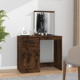 Masa toaleta vidaXL stejar fumuriu 90x50x132.5cm cu oglinda, lemn prelucrat, spatiu depozitare machiaj, dormitor