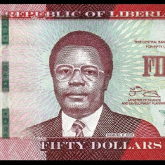 LIBERIA █ bancnota █ 50 Dollars █ 2016 █ P-34a █ UNC █ necirculata