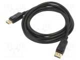 Cablu DisplayPort 1.4 Goobay 3m negru cu mufă aurită, dublu ecranat, pentru 4K și 8K