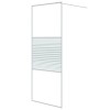 Perete Duș Walk-In Alb 80x195 cm Sticlă ESG Transparentă Model Dungi, Bază Cabină Duș, Cadru Aluminiu, Montaj Ușor
