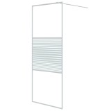 Cumpara ieftin Perete Duș Walk-In Alb 80x195 cm Sticlă ESG Transparentă Model Dungi, Bază Cabină Duș, Cadru Aluminiu, Montaj Ușor