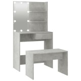 Cumpara ieftin Set masuta de toaleta cu LED, gri beton, lemn prelucrat