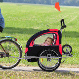 Homcom Cărucior tip Remorcă pentru copii 2 in 1 pentru bicicletă jogging, Roșu și Negru