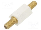 Bucșă izolantă DREMEC poliamidă albă 15mm M5 cu filet bilateral