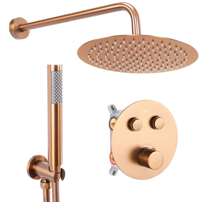 Set de duș incastrat Rea LUNGO COPPER BRUSH + BOX cu termostat