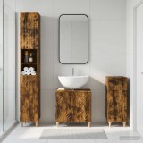 Cumpara ieftin Set de cabinet pentru baie cu 3 piese ALKMAAR Stejar fumuriu