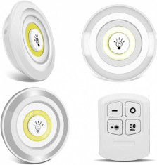 Set 3 spoturi cu lumina led multifunctionale cu telecomanda - 3LEDREMOTE foto