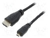 Cablu HDMI - HDMI, HDMI mufa, micro mufa HDMI, 1m, negru, RASPBERRY PI - RPI-16336
