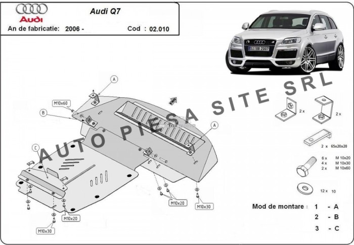 Scut metalic motor Audi Q7 fabricat incepand cu 2006 APS-02,010