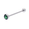 Piercing pentru limbă din oţel - frunză de marijuana pe un fond negru