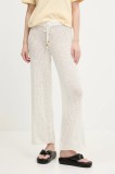 Abercrombie &amp; Fitch pantaloni de bumbac femei, culoarea bej, drept, high waist, KI111-5033