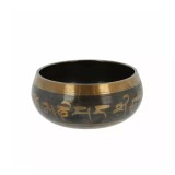 Cumpara ieftin Vas Tibetan Bol Negru cu Simboluri Norocoase si Dubla Dorje 8 cm - INV1284
