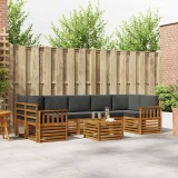 vidaXL Set de canapele de exterior cu pernă 8 pcs Natural și Antracit 3374522