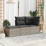 Cumpara ieftin Set canapele de grădină cu perne, 3 piese gri deschis poliratan
