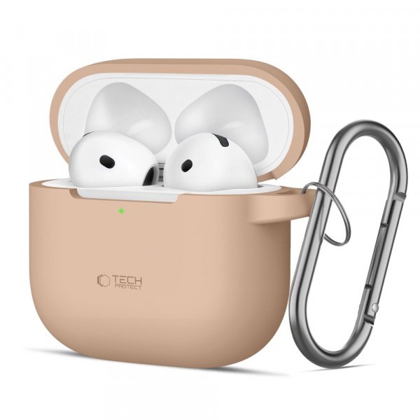 Husa Tech-Protect Silicone Hook pentru Apple AirPods 4, Bej