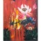 Tablou pictat manual, Floare de lotus, 60x50cm ulei pe panza in cutit efect 3D, gata de agatat pe perete