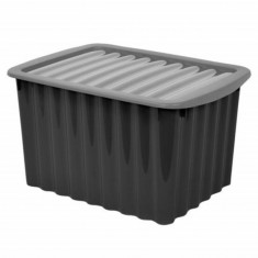 Cutie practica cu capac 18 L pentru depozitare si organizare, 39 x 29 x 22.5 cm, Negru/Gri