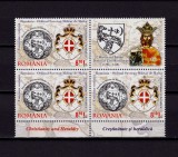 Cumpara ieftin RO 2012 ,LP 1961d ,&quot;Ordinul de Malta-heraldica &quot;, bloc 4 : 3+vinieta/tabs,MNH, Religie, Nestampilat