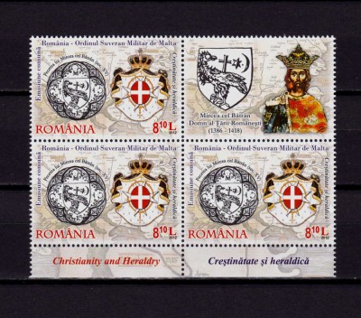✅RO 2012 ,LP 1961d ,&amp;quot;Ordinul de Malta-heraldica &amp;quot;, bloc 4 : 3+vinieta/tabs,MNH foto