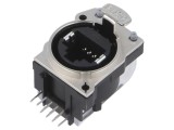 Conector RJ45 Cat 6 AMPHENOL 8p8c THT 19,8x19,8mm RJX8FB6HLPB