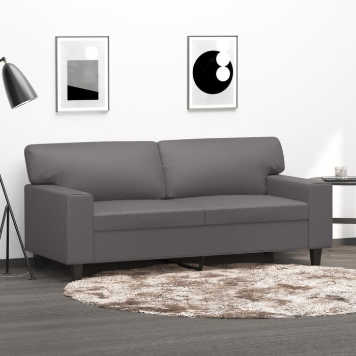 vidaXL Canapea cu 2 locuri, gri, 140 cm, piele ecologică 359419