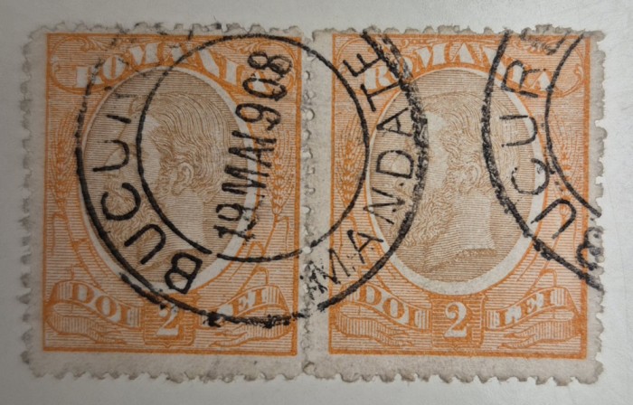 Romania 1900-11 Carol I, 2 LEI, 51L / WZ2