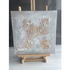 Ecouri dincolo de timp &ndash; pictură abstractă texturată cu acril si ipsos pe p&acirc;nză