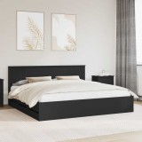 Cumpara ieftin Cadru de pat cu sertar Negru 200 x 200 cm Lemn Ingineresc