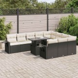 Cumpara ieftin Gossi set canapele de gradina cu perne, 11 piese, negru, poliratan
