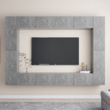 VidaXL Set de dulapuri TV, 8 piese, gri beton, lemn prelucrat