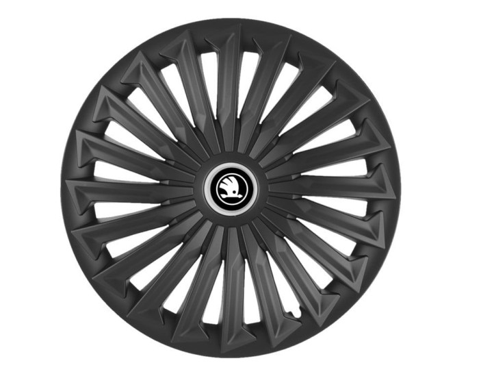 Set 4 capace roti pentru Skoda Nou Alb-Negru, model Joy Black, R15