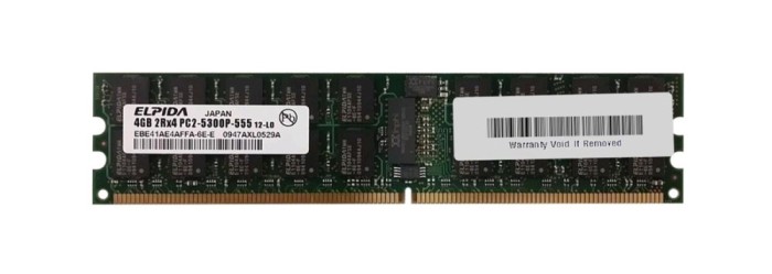 Memorie Ram SERVER Elpida EBE41AE4AFFA-6E-E - 4GB (1X4GB) 667Mhz 2RX4 PC2-5300P ECC Memory