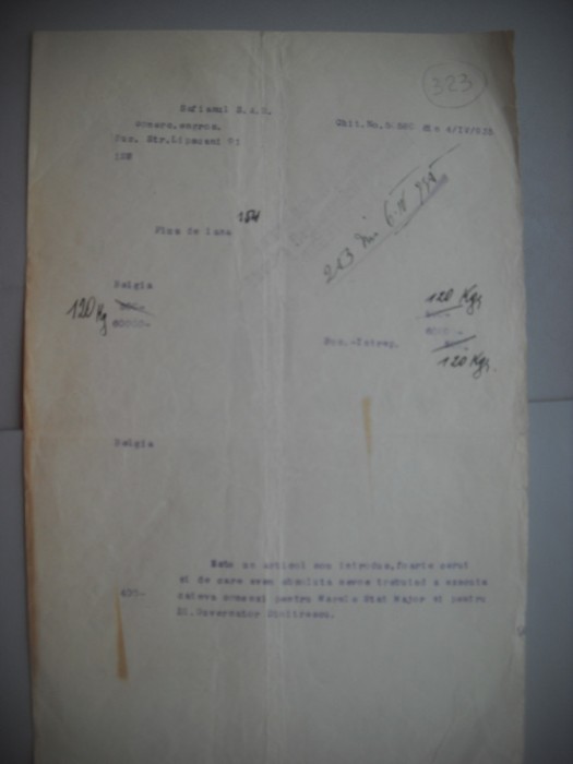 HOPCT DOCUMENT VECHI 323 SAFIANUL S A R STR LIPSCANI 91 BUCURESTI 1935