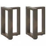 Picioare Masuta Cafea T Otel Natural 2 Buc 28x25x43cm, Metalice, Reglabile, Moderne, Fixare Usoara, Accesorii Mobila