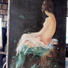 Pictura nud femeie ulei, rama veche cu mici defecte, tablou vechi