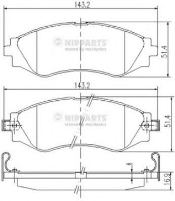 Set placute frana,frana disc DAEWOO NUBIRA Limuzina (KLAN) (2003 - 2016) NIPPARTS J3600902 foto